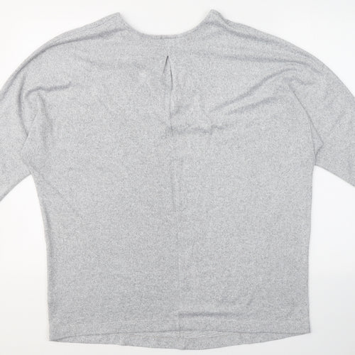 F&F Womens Grey V-Neck  Polyester Pullover Jumper Size 14