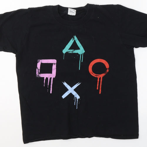 Gildan Boys Black  Cotton Basic T-Shirt Size L Round Neck  - Play Station