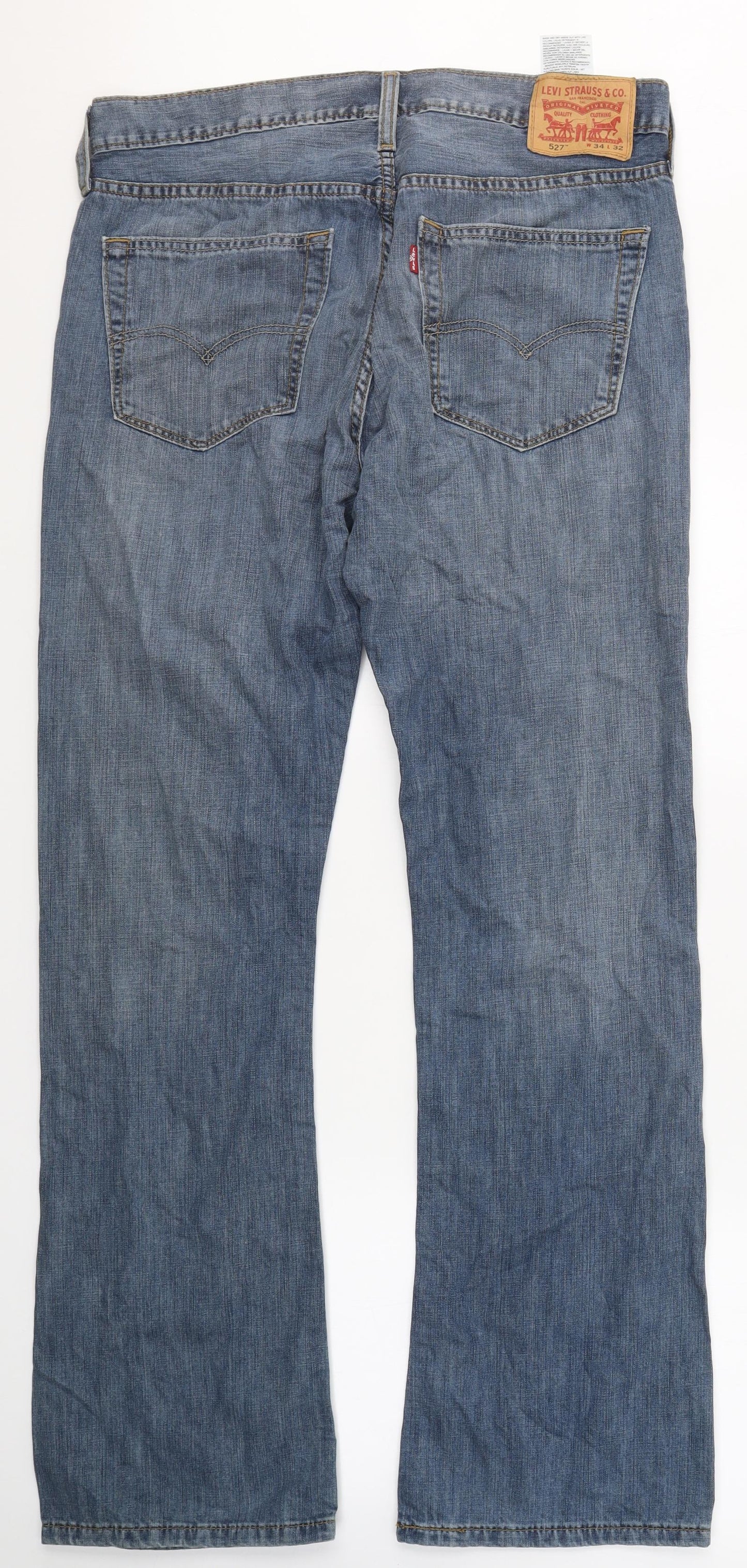 Levi's Mens Blue  Cotton Flared Jeans Size 34 in L33 in Regular