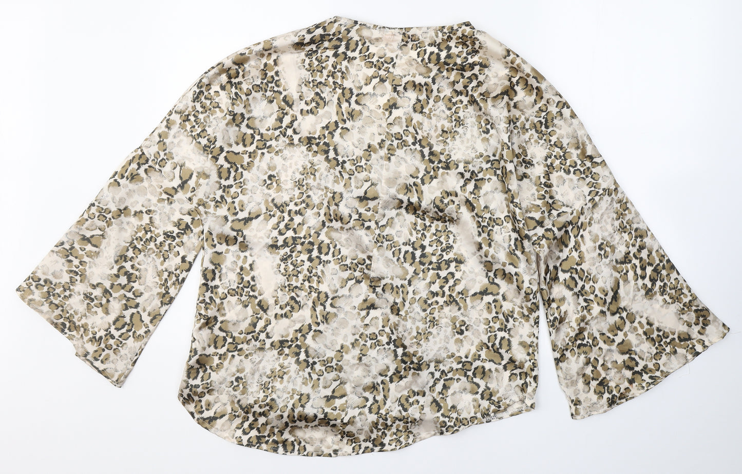 Flammode Womens Multicoloured Animal Print Polyester Basic Blouse Size M V-Neck
