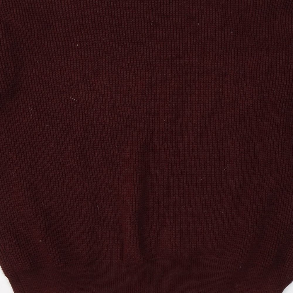 AllSaints Mens Red Round Neck Animal Print Cotton Pullover Jumper Size L