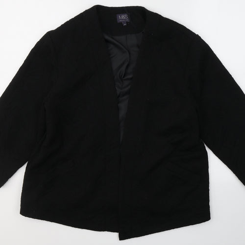 Marks and Spencer Womens Black V-Neck  Polyester Cardigan Jumper Size 14   - Open front