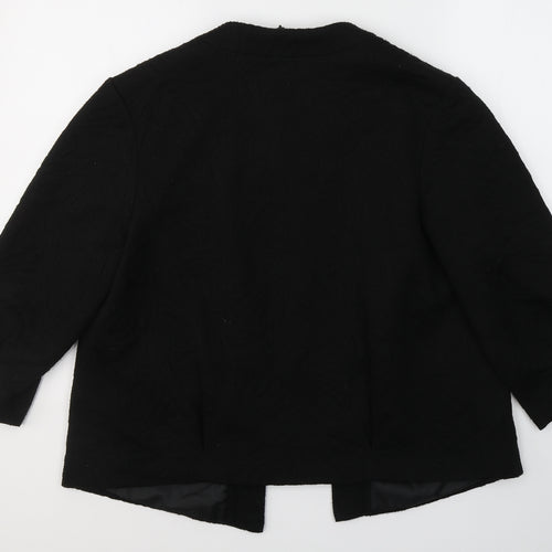 Marks and Spencer Womens Black V-Neck  Polyester Cardigan Jumper Size 14   - Open front