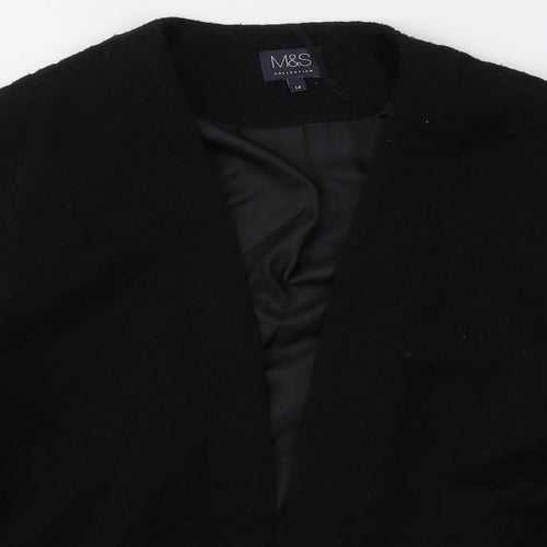 Marks and Spencer Womens Black V-Neck  Polyester Cardigan Jumper Size 14   - Open front