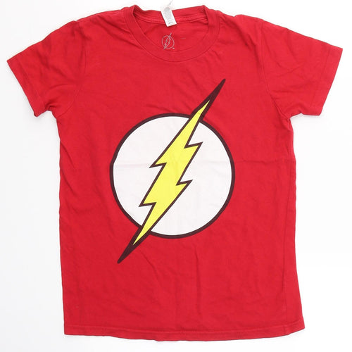 Canvas Boys Red  Cotton Basic T-Shirt Size M Round Neck  - Flash