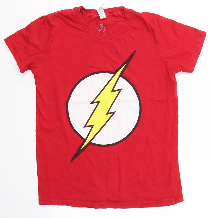 Canvas Boys Red  Cotton Basic T-Shirt Size M Round Neck  - Flash