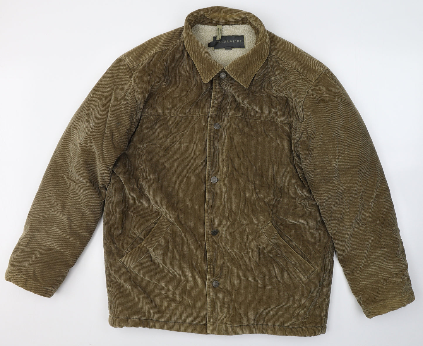 Naturalife Mens Brown   Overcoat Coat Size L  Button