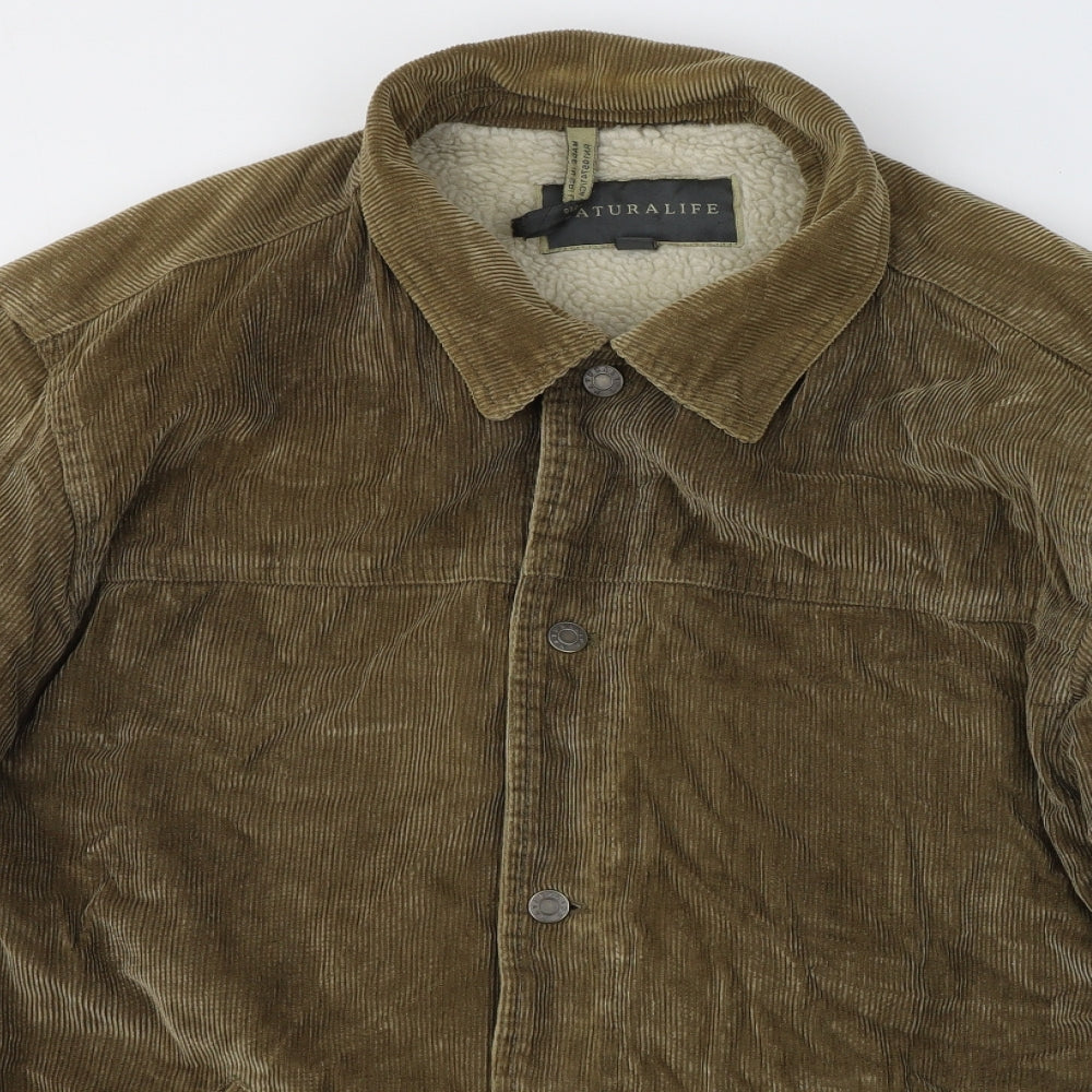Naturalife Mens Brown   Overcoat Coat Size L  Button