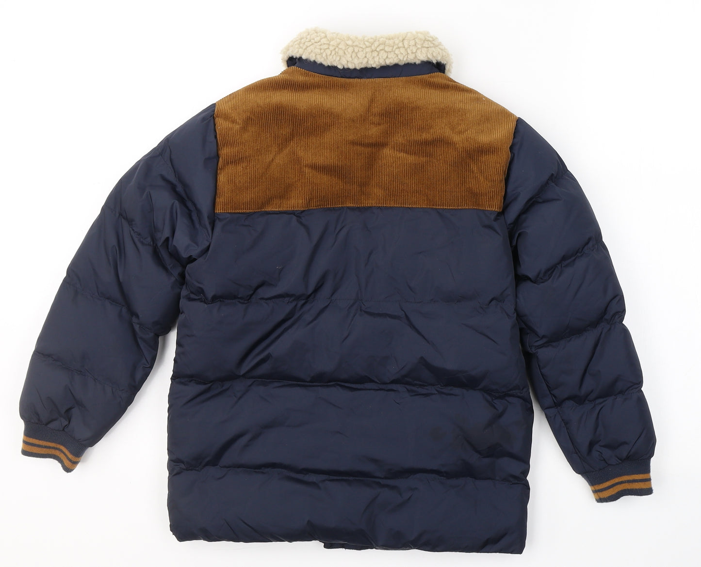 NEXT Boys Blue   Puffer Jacket Coat Size 6-7 Years  Zip - corduroy panels