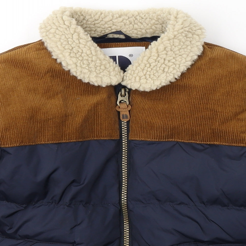 NEXT Boys Blue   Puffer Jacket Coat Size 6-7 Years  Zip - corduroy panels