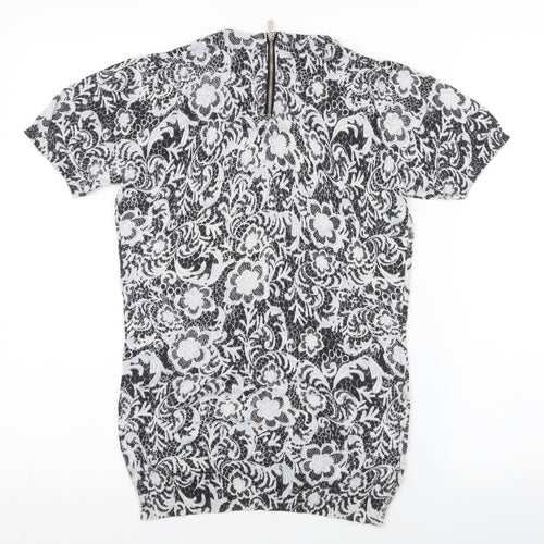 NEXT Womens Multicoloured Paisley Polyester Jersey T-Shirt Size 6 Roll Neck