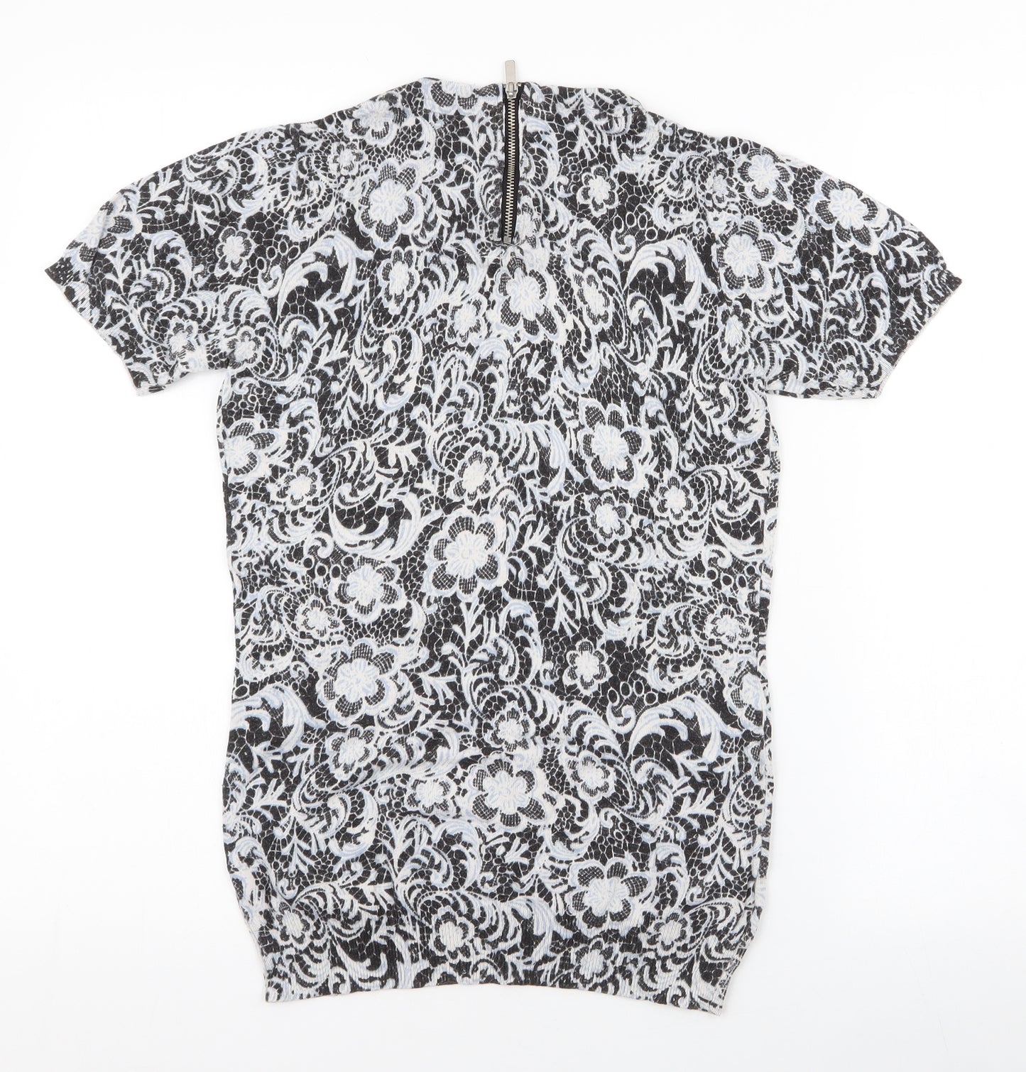 NEXT Womens Multicoloured Paisley Polyester Jersey T-Shirt Size 6 Roll Neck