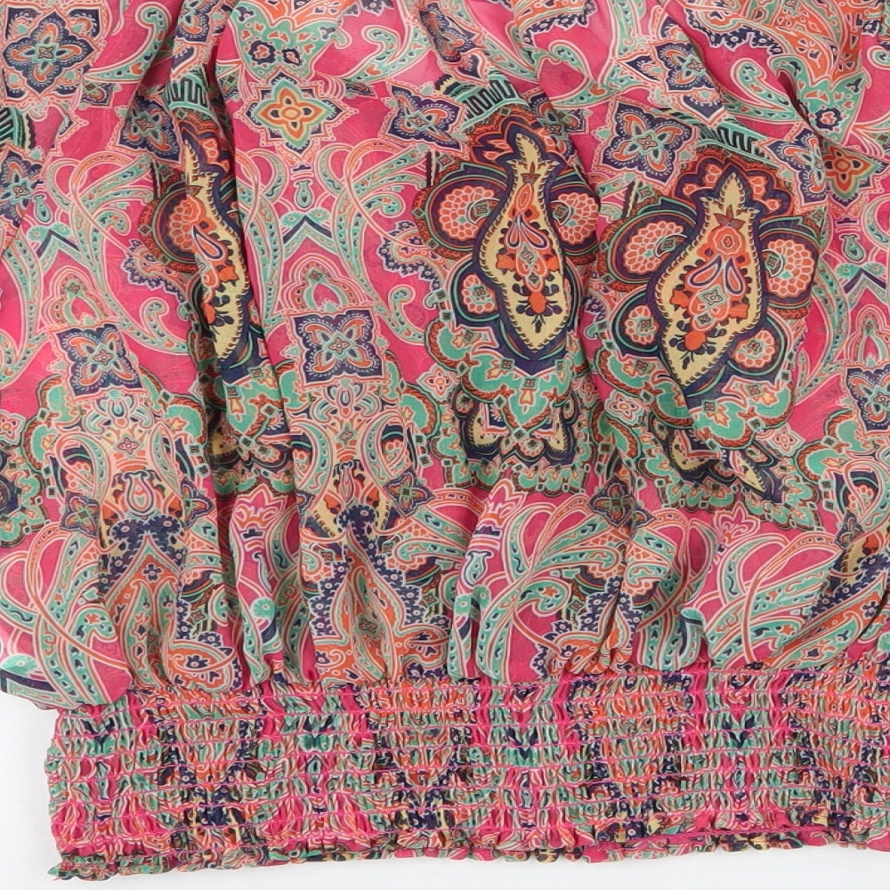 River Island Womens Multicoloured Paisley Polyester Basic Blouse Size 8 Boat Neck - Balloon Fit
