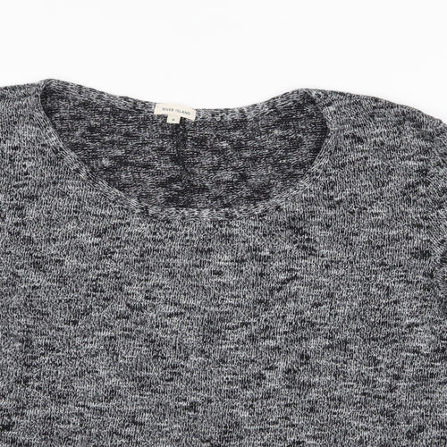 River Island Womens Grey Round Neck  Cotton Pullover Jumper Size 8