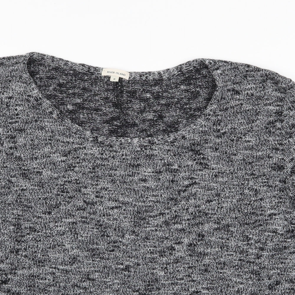 River Island Womens Grey Round Neck  Cotton Pullover Jumper Size 8