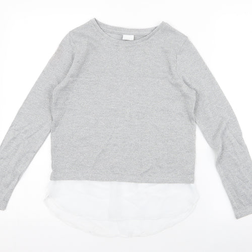 F&F Girls Grey Round Neck  Polyester Pullover Jumper Size 11-12 Years  Pullover - chiffon bottom