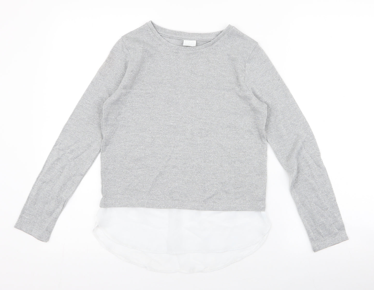 F&F Girls Grey Round Neck  Polyester Pullover Jumper Size 11-12 Years  Pullover - chiffon bottom