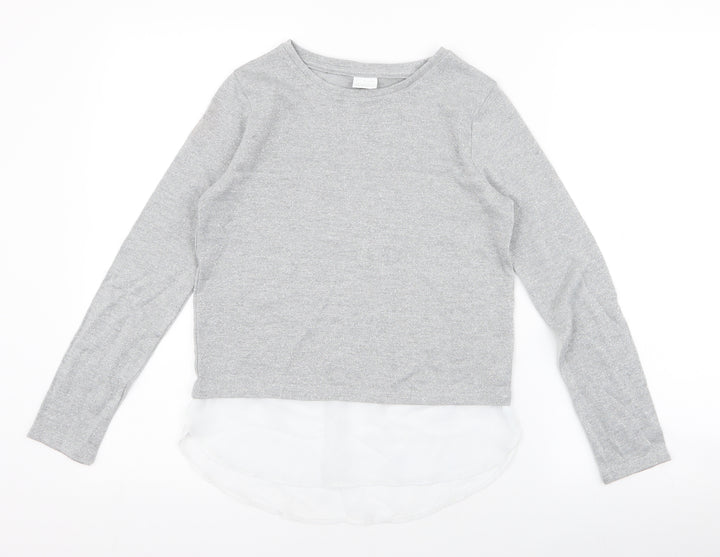 F&F Girls Grey Round Neck  Polyester Pullover Jumper Size 11-12 Years  Pullover - chiffon bottom