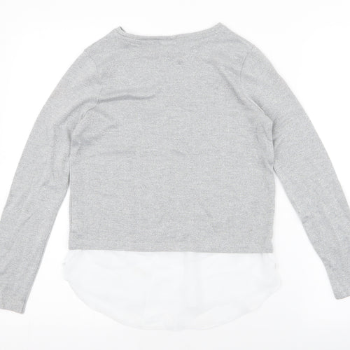F&F Girls Grey Round Neck  Polyester Pullover Jumper Size 11-12 Years  Pullover - chiffon bottom