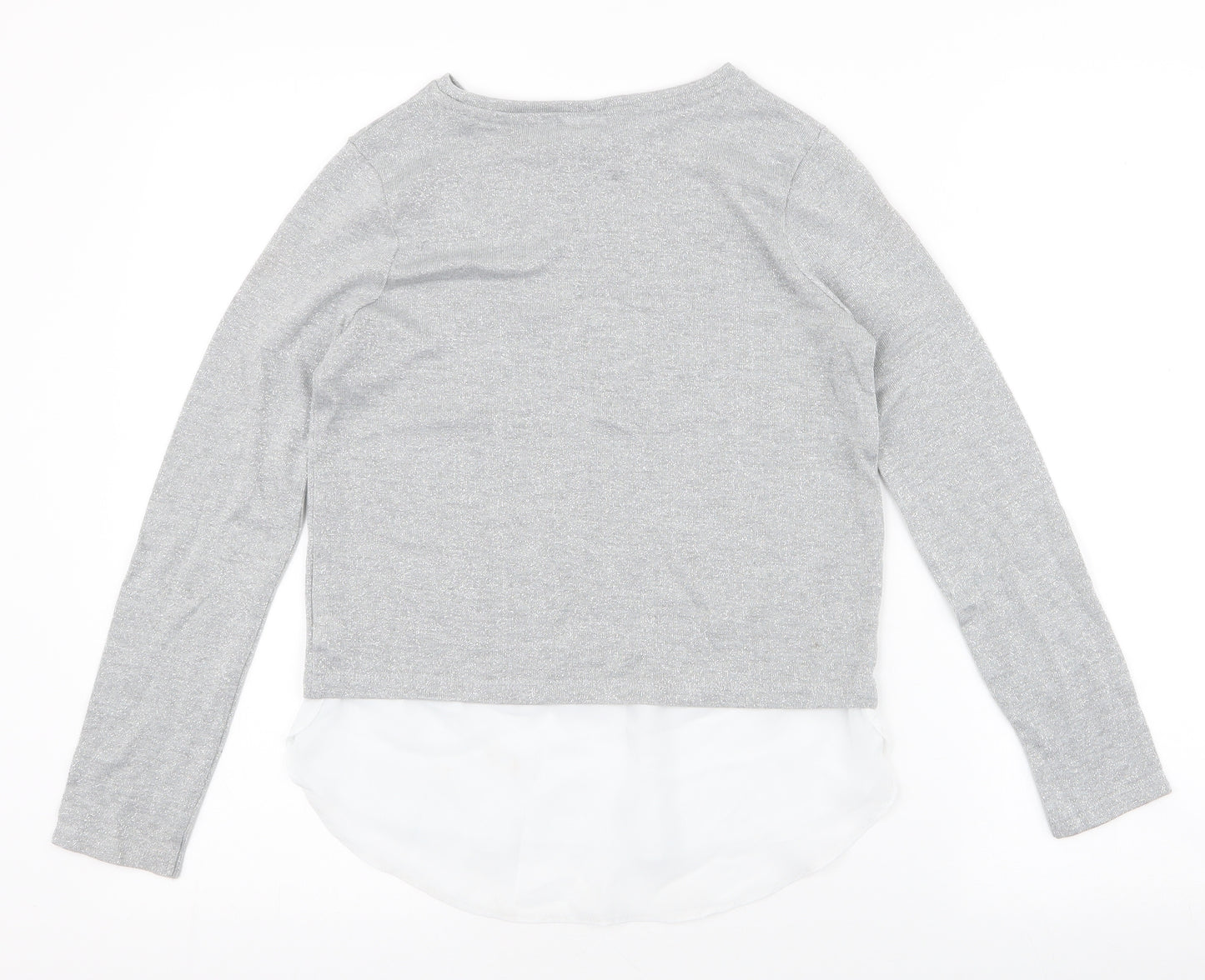 F&F Girls Grey Round Neck  Polyester Pullover Jumper Size 11-12 Years  Pullover - chiffon bottom