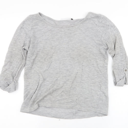 Only Womens Grey Round Neck  Cotton Pullover Jumper Size S