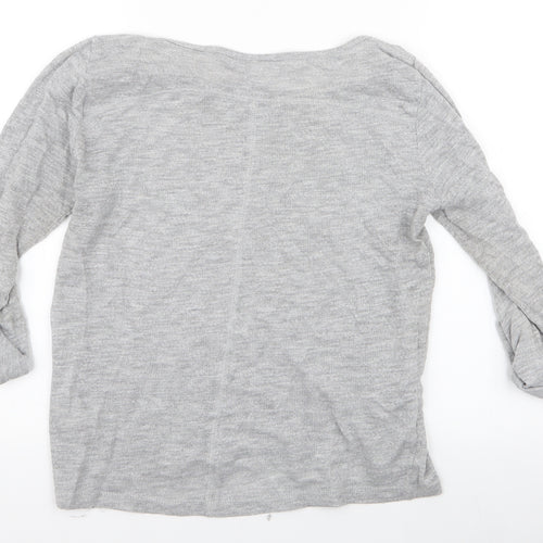 Only Womens Grey Round Neck  Cotton Pullover Jumper Size S