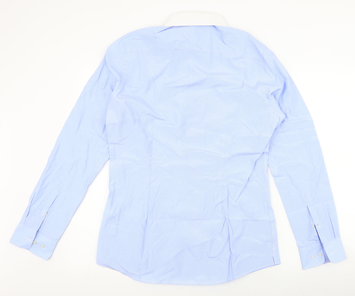 NEXT Mens Blue  Polyester  Button-Up Size 15.5 Collared Button
