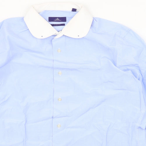 NEXT Mens Blue  Polyester  Button-Up Size 15.5 Collared Button