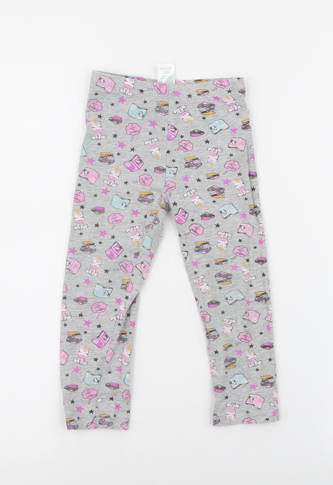 Matalan Girls Grey  Cotton Jogger Trousers Size 2-3 Years  Regular Pullover - unicorn