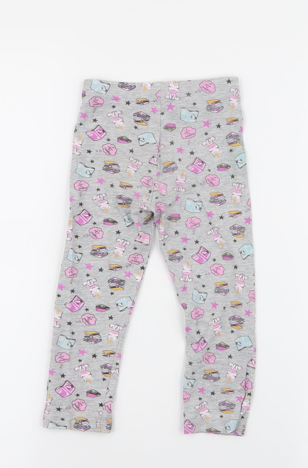 Matalan Girls Grey  Cotton Jogger Trousers Size 2-3 Years  Regular Pullover - unicorn