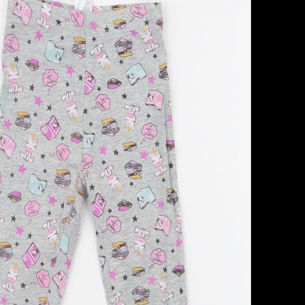 Matalan Girls Grey  Cotton Jogger Trousers Size 2-3 Years  Regular Pullover - unicorn
