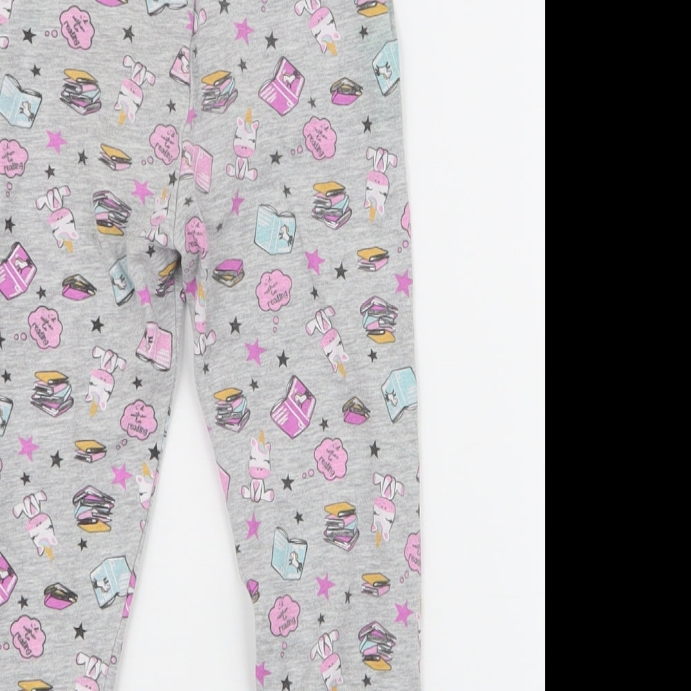 Matalan Girls Grey  Cotton Jogger Trousers Size 2-3 Years  Regular Pullover - unicorn