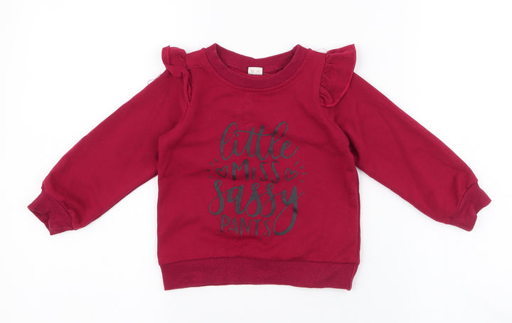 SheIn Girls Red Polyester Pullover Sweatshirt Size 3 Years Pullover - little miss sassy pants