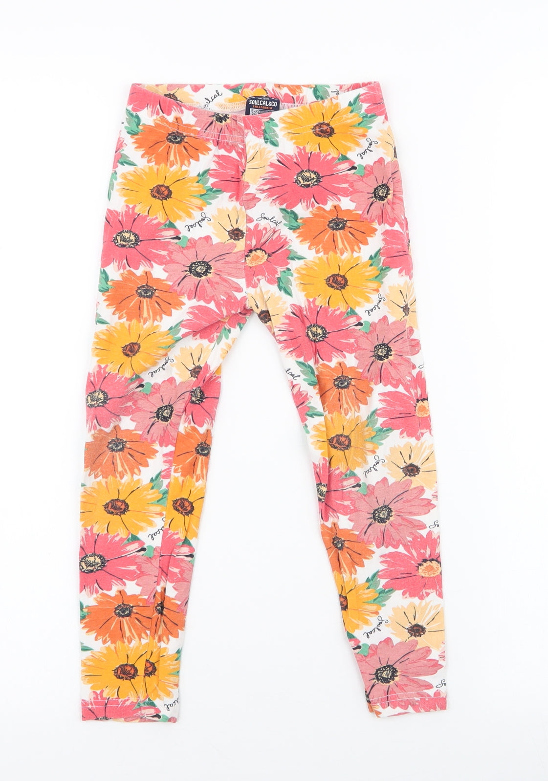 SoulCal&Co Girls Multicoloured Floral Cotton Jogger Trousers Size 5-6 Years  Regular Pullover