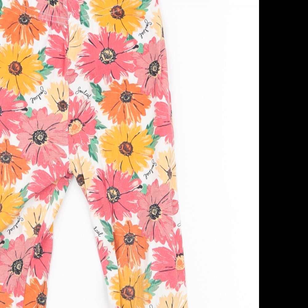 SoulCal&Co Girls Multicoloured Floral Cotton Jogger Trousers Size 5-6 Years  Regular Pullover