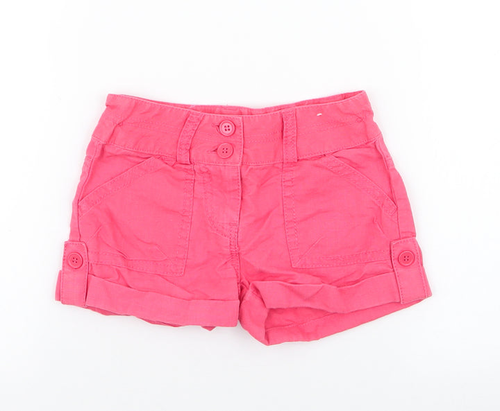 NEXT Girls Pink Linen Bermuda Shorts Size 4 Years Regular Zip