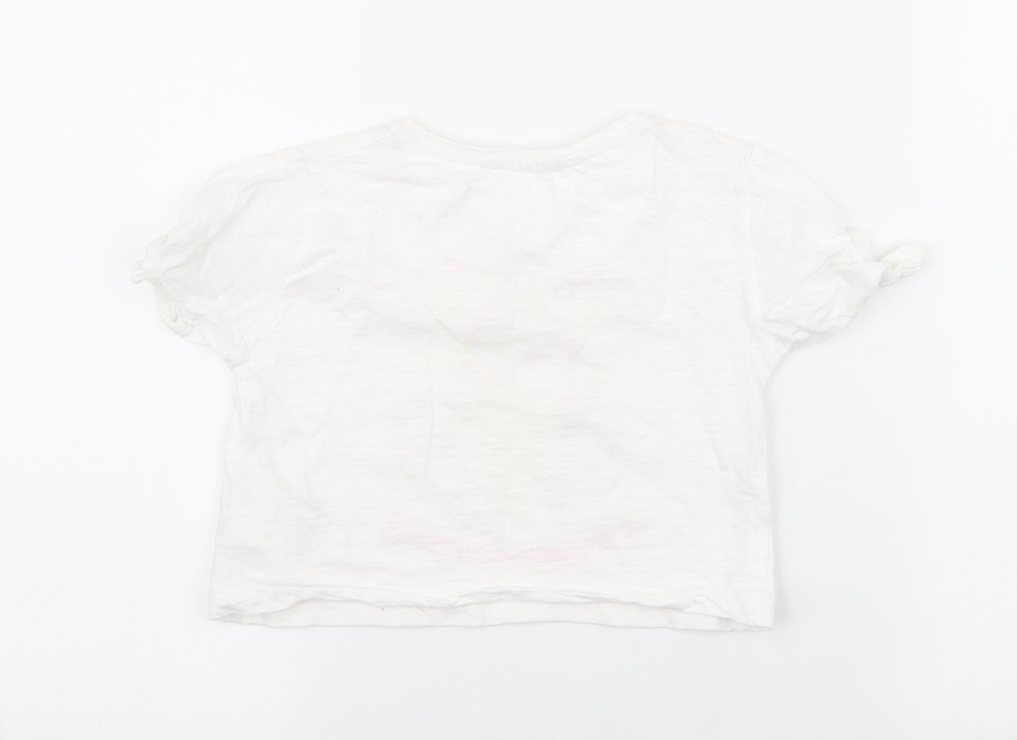 SoulCal&Co Girls White  100% Cotton Jersey T-Shirt Size 5-6 Years Round Neck Pullover - ice cream , cropped
