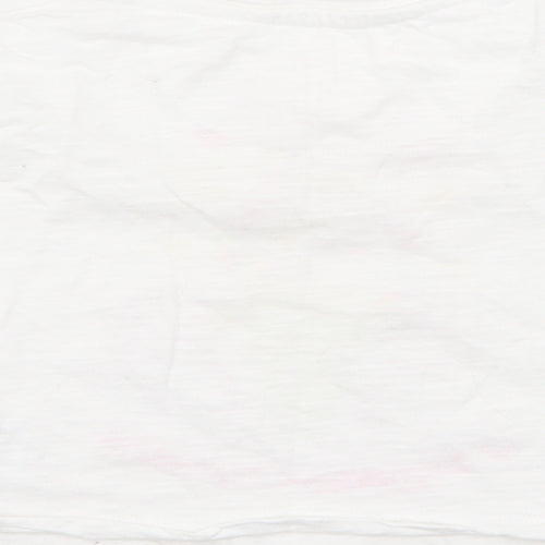 SoulCal&Co Girls White  100% Cotton Jersey T-Shirt Size 5-6 Years Round Neck Pullover - ice cream , cropped