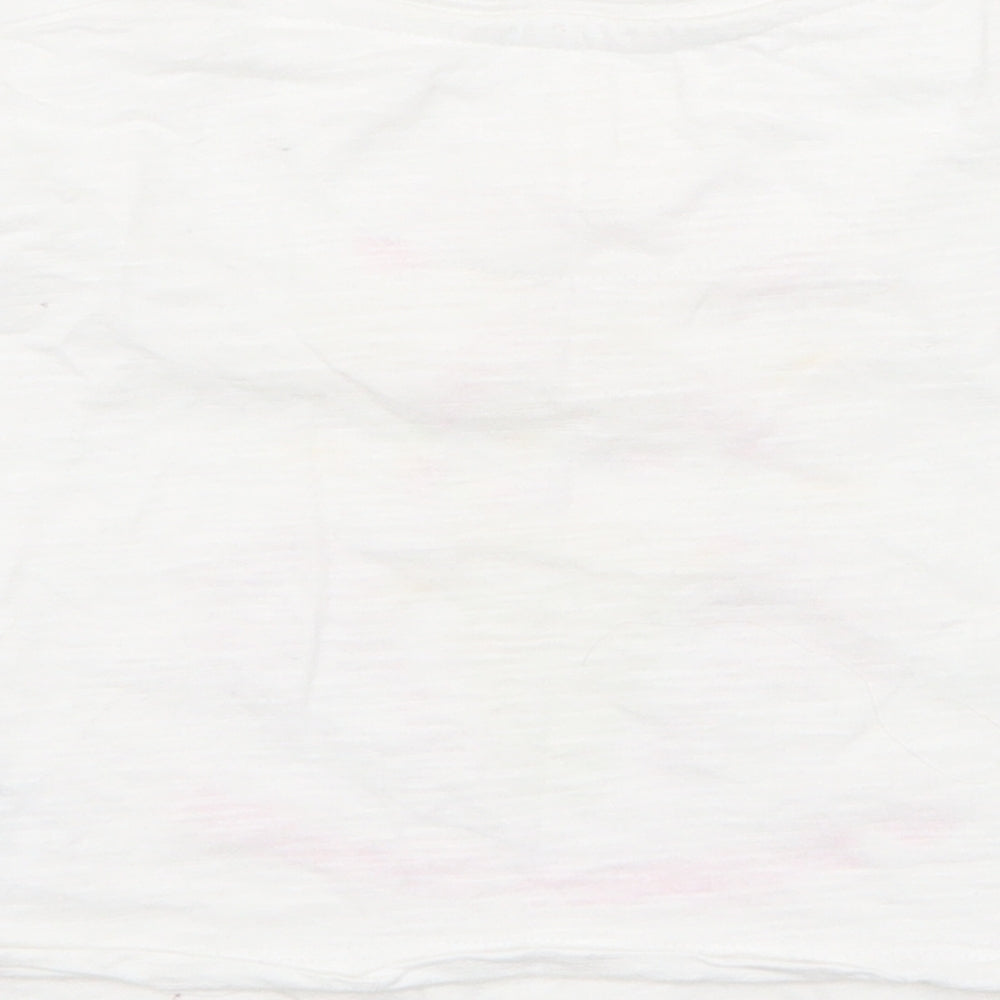 SoulCal&Co Girls White  100% Cotton Jersey T-Shirt Size 5-6 Years Round Neck Pullover - ice cream , cropped