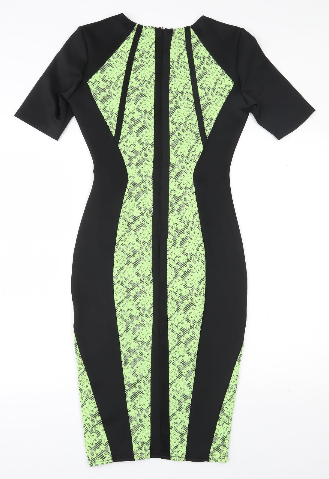 AX Paris Womens Green Floral Polyester Bodycon  Size 10  Round Neck Zip