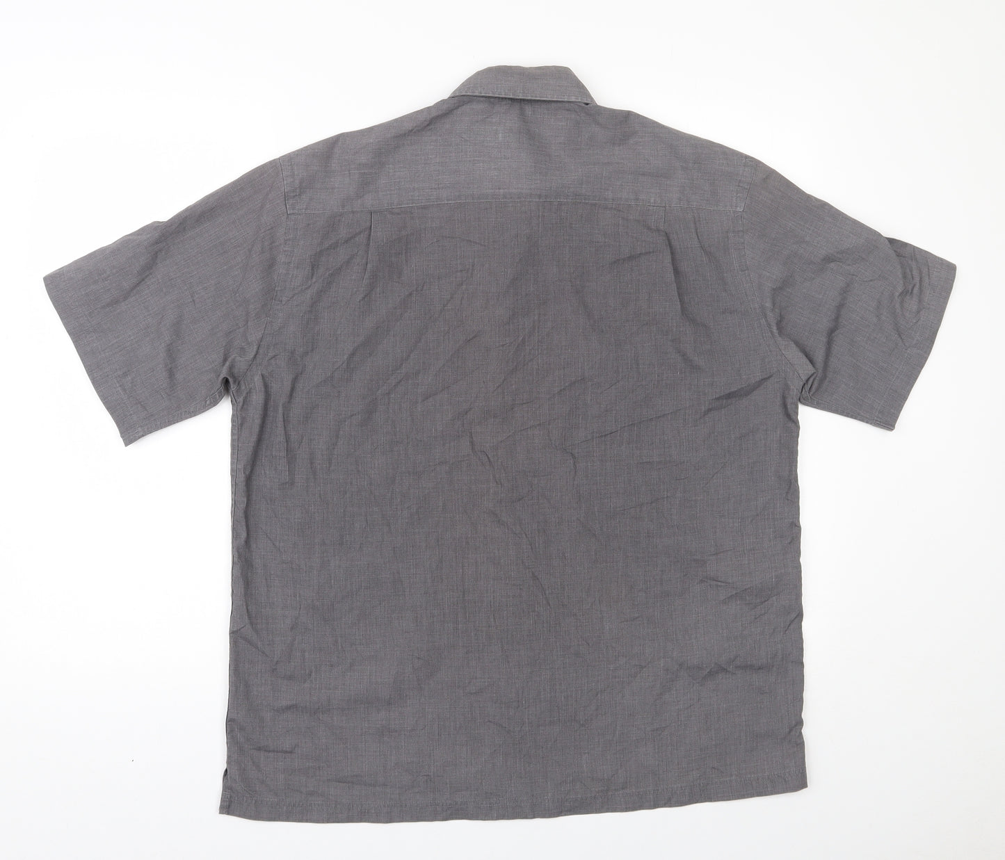 F&F Mens Grey  Polyester  Button-Up Size M Collared Button