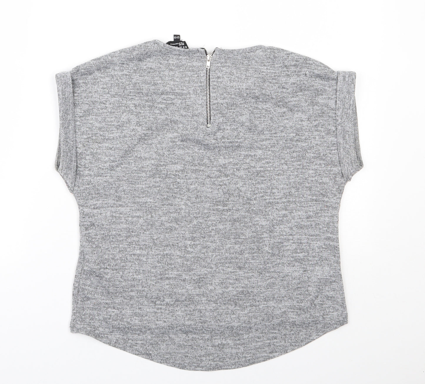 New Look 915 Generation Girls Grey  Polyester Basic Casual Size 12-13 Years Round Neck Zip