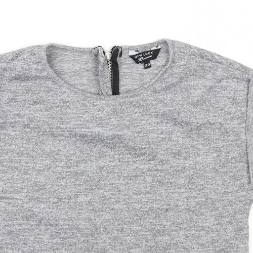 New Look 915 Generation Girls Grey  Polyester Basic Casual Size 12-13 Years Round Neck Zip