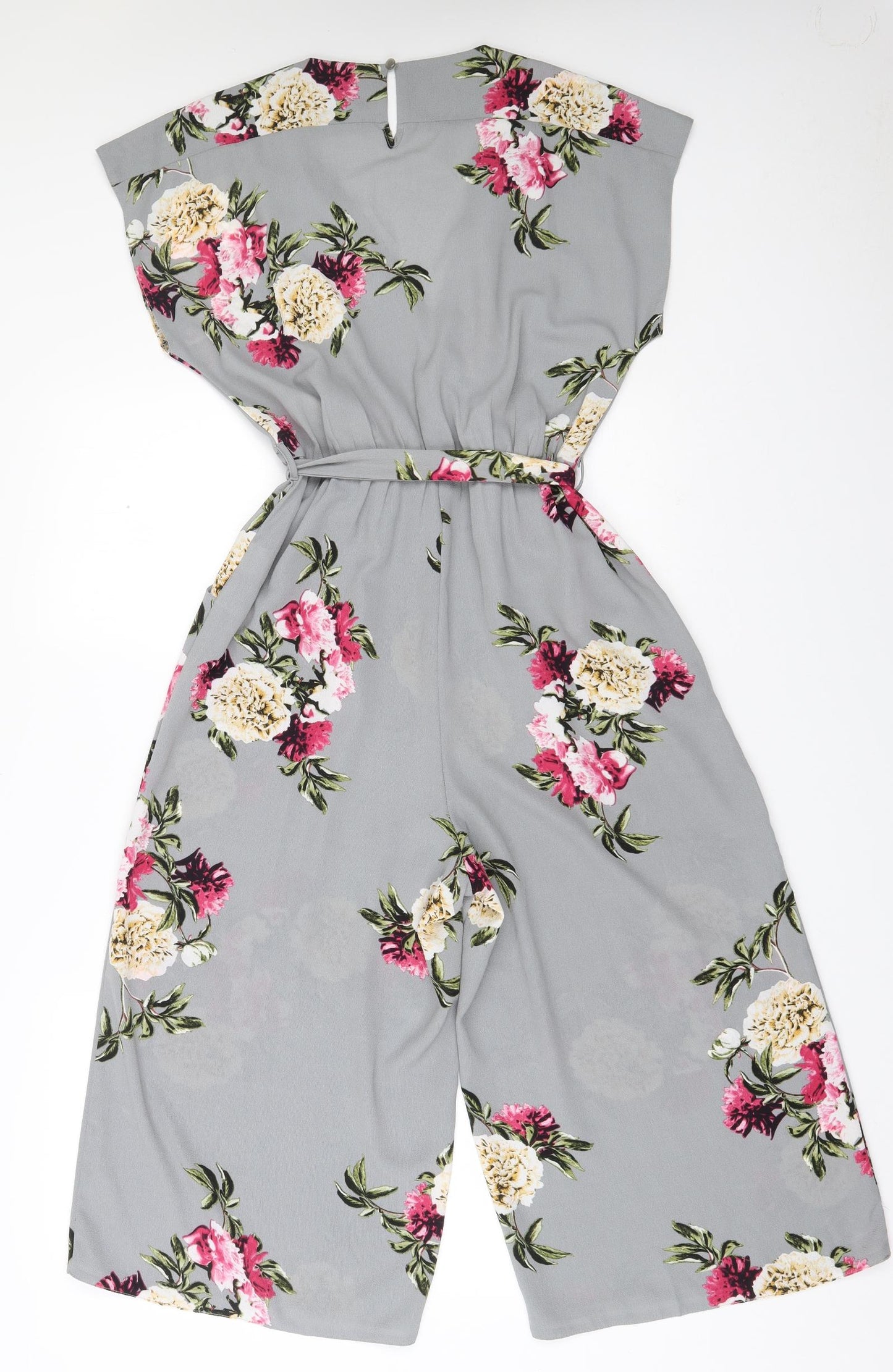 New Look  Womens Grey Floral Polyester Jumpsuit One-Piece Size 10 L17 in Pullover