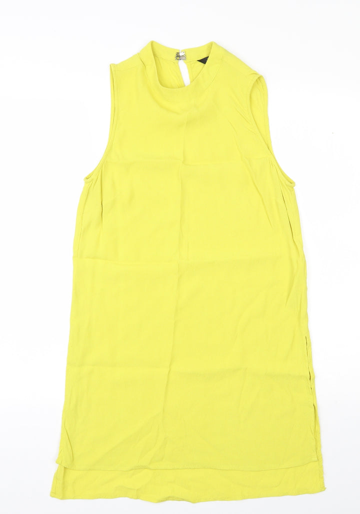 New Look  Womens Yellow  Viscose Basic Blouse Size 10 Round Neck