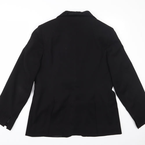 AMARANTO Womens Black  Polyester Jacket Suit Jacket Size 14   - Lace collar and pocket flaps