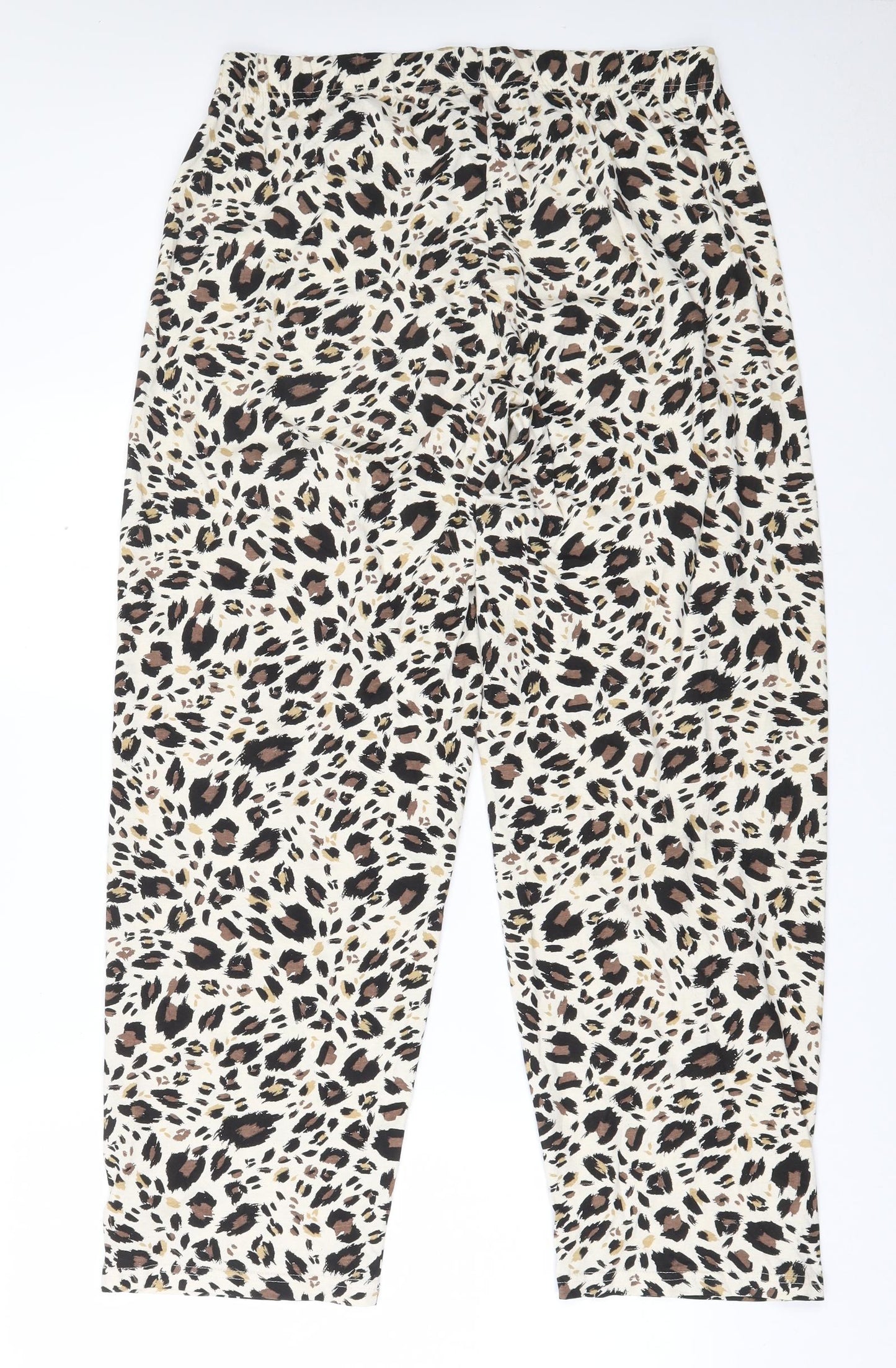Primark  Womens Beige Animal Print 100% Cotton  Pyjama Pants Size 14  Drawstring