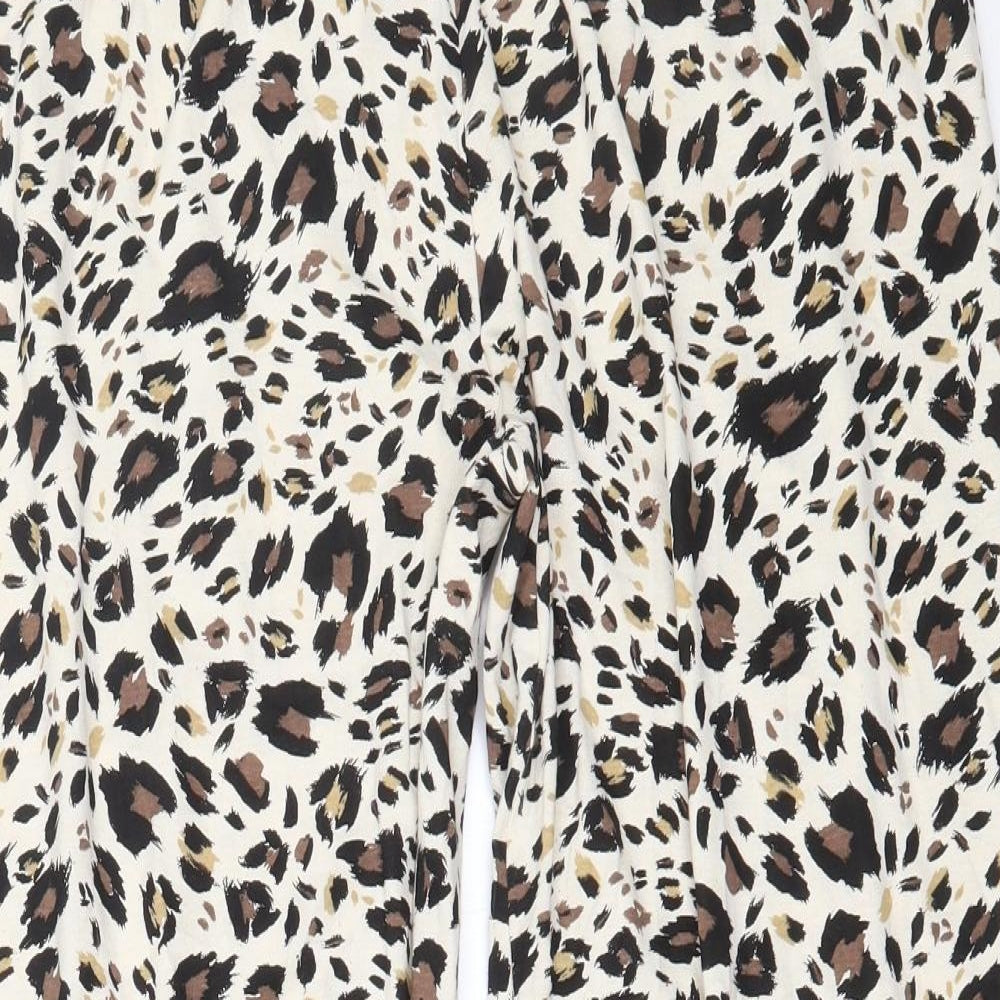 Primark  Womens Beige Animal Print 100% Cotton  Pyjama Pants Size 14  Drawstring