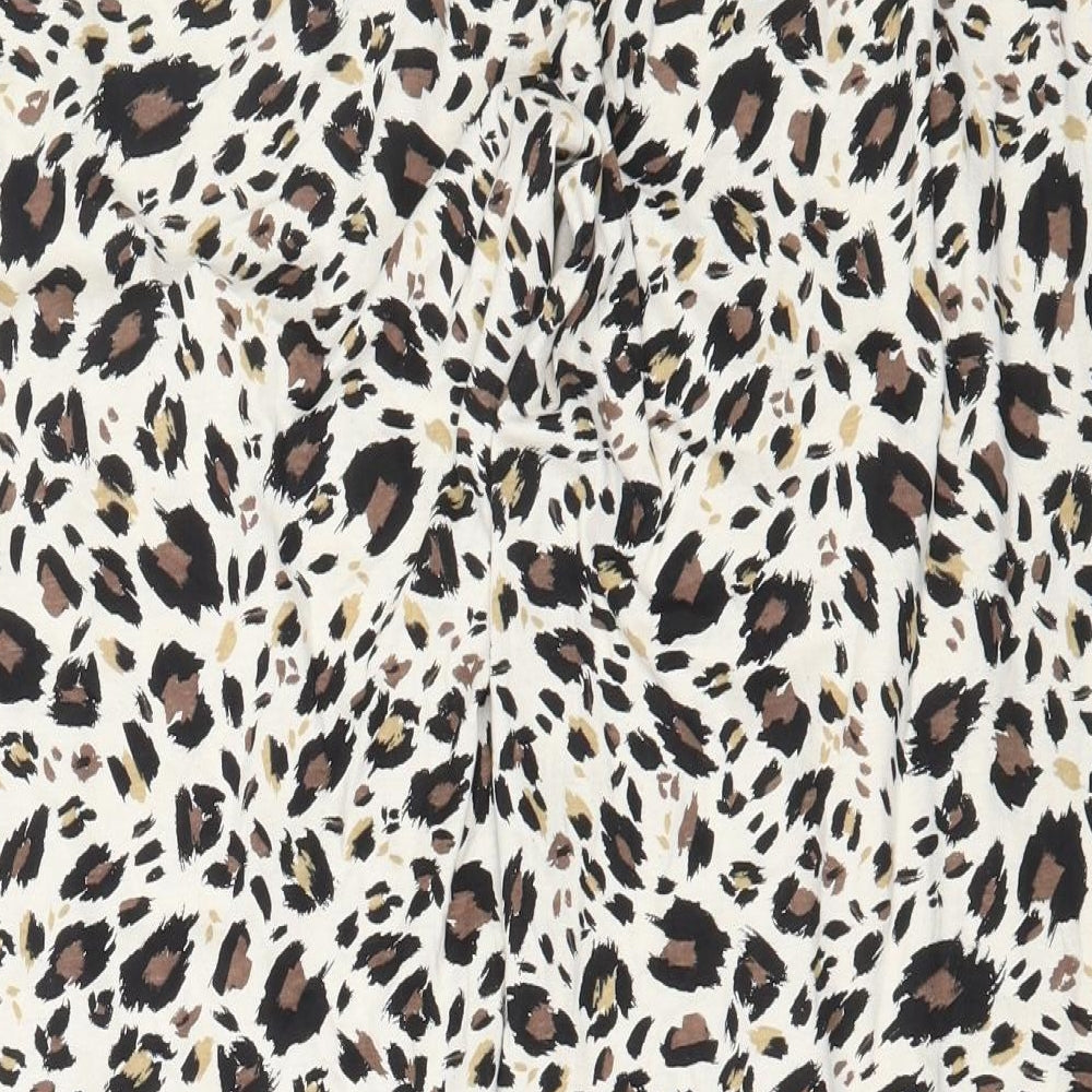 Primark  Womens Beige Animal Print 100% Cotton  Pyjama Pants Size 14  Drawstring