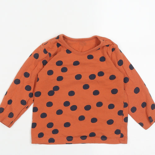 George Baby Orange Polka Dot Cotton Basic Casual Size 9-12 Months Roll Neck Pullover